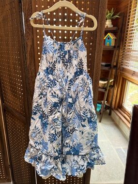 Girls White and Blue Floral Skirt - Brand Unknown